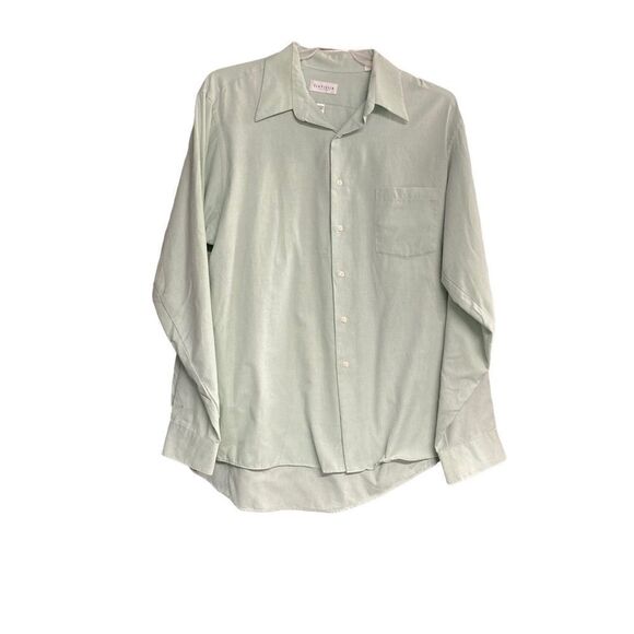 VAN HEUSEN Men’s Wrinkle Free Green Shirt Size 17 36/37 X Large Long Sleeve - Picture 2 of 10
